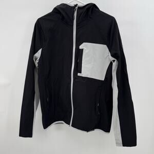 BE BOUNDLESS Colorblock Hooded Black Stretch Jacket Coat Mens Medium NWT